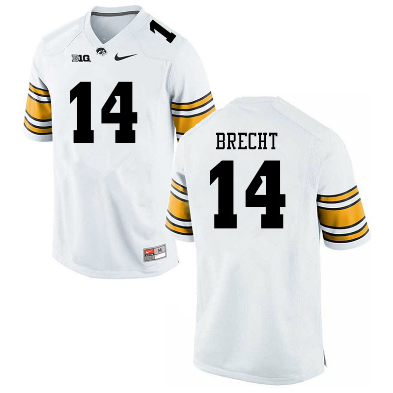 Men #14 Brody Brecht Iowa Hawkeyes College Football Jerseys Sale-White - Click Image to Close